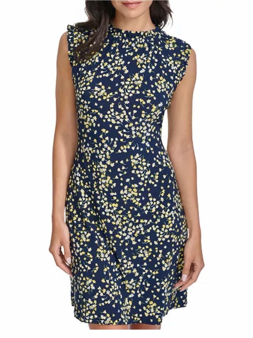 Tommy Hilfiger Navy Mini Dress with Yellow and White Floral Print